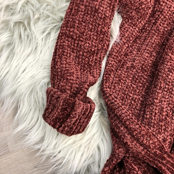 Chenille Open Knit Cardigan Sweater Warm NWT - Picture 6 of 8